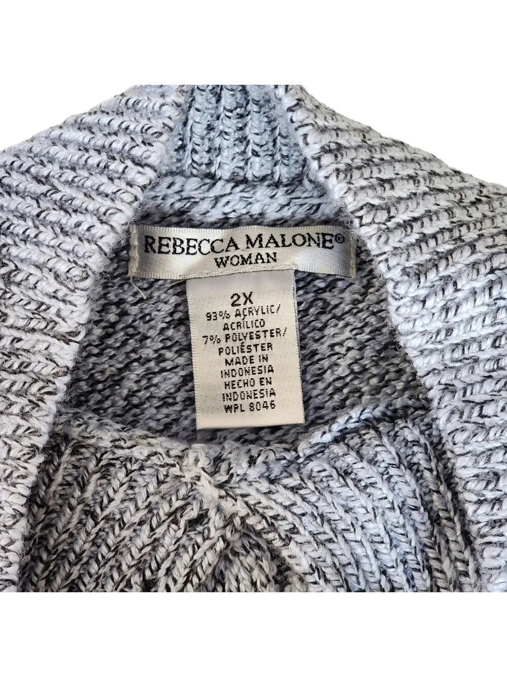 Rebecca Malone 2x plus size knit sweater mock neck braided design